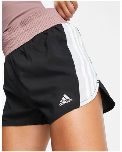 adidas Originals Adidas - Hardlopen - Short Met Hoge Taille, Kleurvlakken En 3 Strepen - Zwart