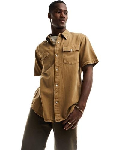 Levi's Camicia stile western color cuoio vestibilità comoda - Metallizzato