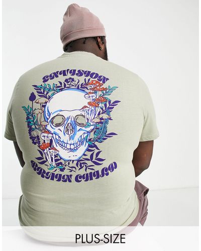 Bolongaro Trevor Camiseta color salvia con estampado en la espalda - Gris