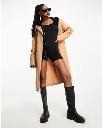 Aria Cove Trench Coat With Belted Waist - Natural
