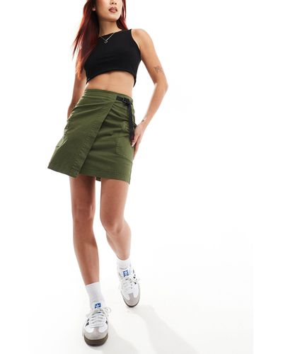 Gramicci Cotton Twill Wrap Detail Cargo Mini Skirt - Green
