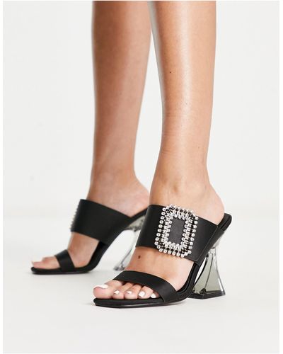 Glamorous Sandalen Met Flare Hak En Detail - Zwart