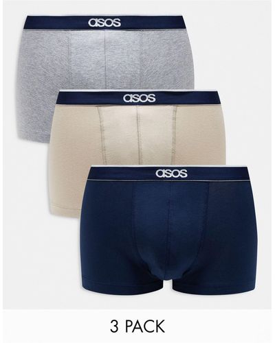 ASOS Confezione da 3 paia di boxer aderenti - Blu