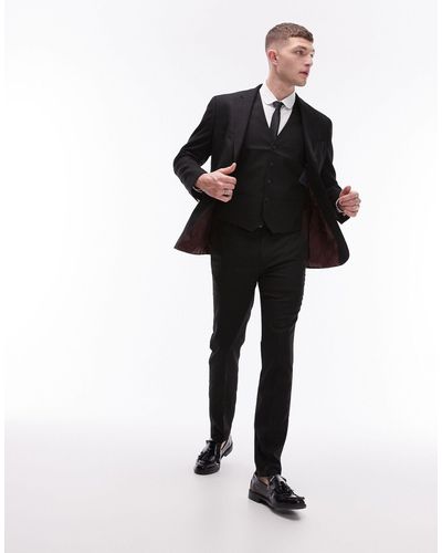 TOPMAN Skinny Textured Suit Pants - Black