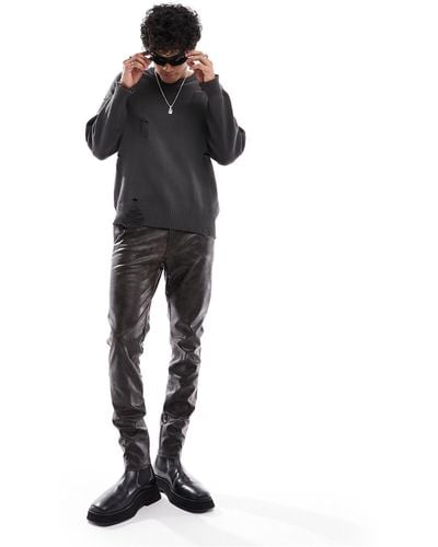ASOS Skinny Leather Look Trousers - Black