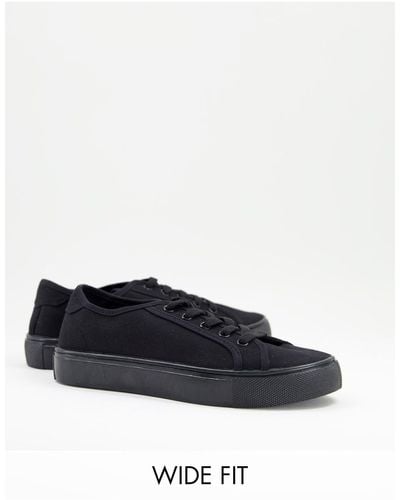 ASOS Wide Fit Dizzy Lace Up Sneakers - Black