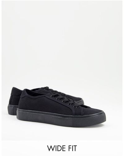 ASOS Wide fit – dizzy – geschnürte sneaker - Schwarz