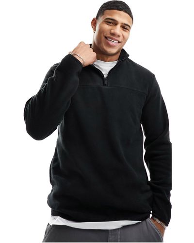 Only & Sons Half Zip Fleece Sweater - Black