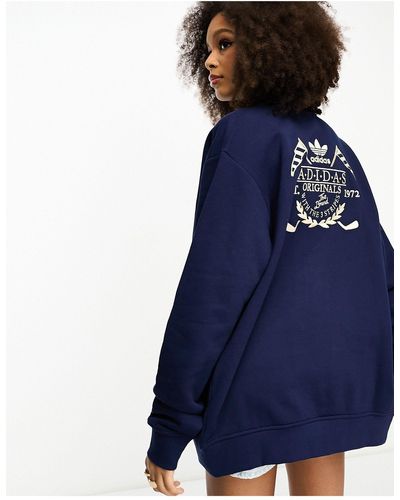 adidas Originals Cardigan con stemma stile college del logo - Blu