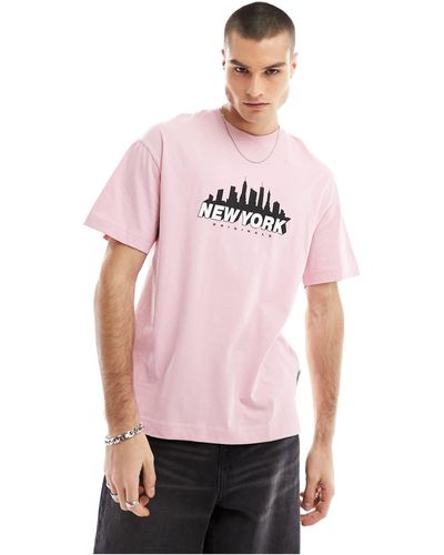 Jack & Jones New York Print T-shirt - Pink