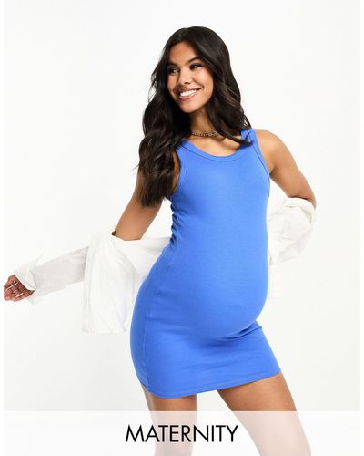 Cotton On Cotton on maternity - vestito corto cobalto a coste con scollo a vogatore - Blu