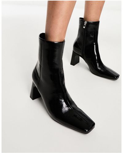 Glamorous Mid Heel Ankle Boots - Black