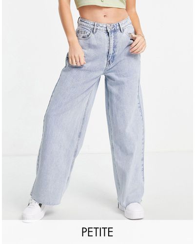 Missguided Straight Jean With Raw Hem - Blue