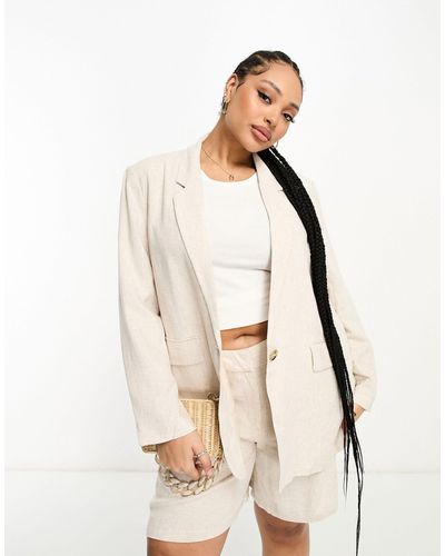 Vero Moda Relaxed Linen Touch Suit Blazer Co-ord - Natural