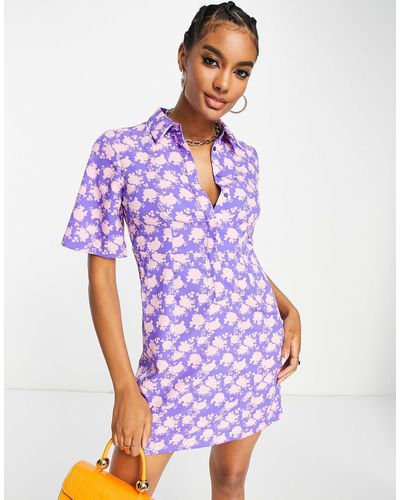 Vero Moda Mini Shirt Dress - Purple