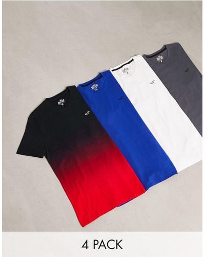 Hollister – 4er-pack t-shirts mit einfarbigen und ombré-designs - Weiß