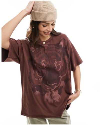 Wrangler Loose Fit T-shirt With Tiger Print - Brown