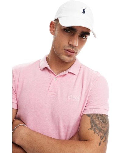 Superdry – classic – polohemd aus pikee - Pink