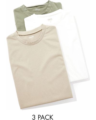 ASOS – 3er-pack kurzärmlige t-shirts - Weiß