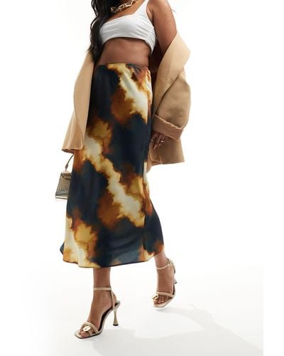 ASOS Satin Bias Midi Skirt - Multicolour