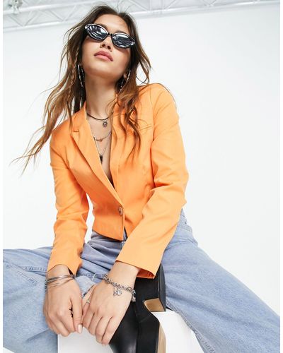 ONLY – eleganter blazer mit kurzem schnitt - Orange