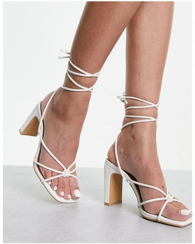 New Look Knot Front Strappy Block Heeled Sandals - White