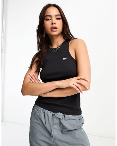 Lee Jeans Lee Ribbed Tank Top With Emboridered Logo - Black