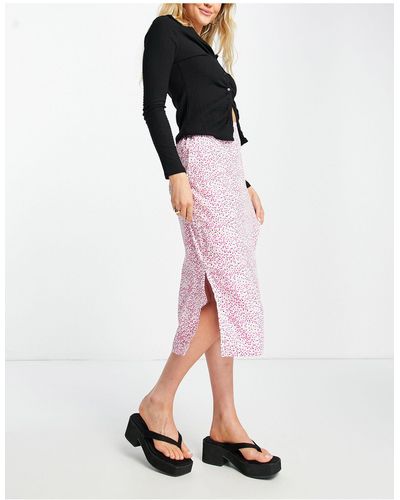 Vero Moda Midirok Met Fijne Print - Roze