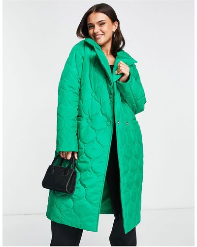 Miss Selfridge Piumino vivo taglio lungo - Verde