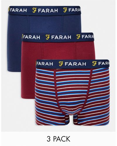 Farah – almand – 3er-pack boxershorts - Blau