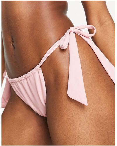 Missguided – bikiniunterteil mit dickem bindedetail an der seite - Braun