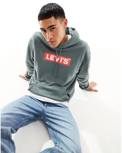 Levi's Sweat à capuche avec logo encadré - Bleu