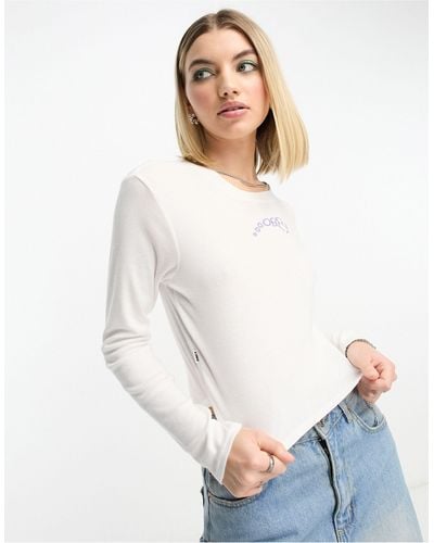 Obey Chloe Cropped Long Sleeve Top - White