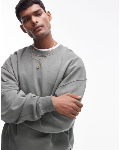 TOPMAN – oversize-sweatshirt - Grau