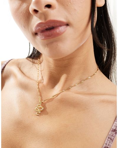 ASOS Waterproof Stainless Steel Necklace With Snake Design - Natural