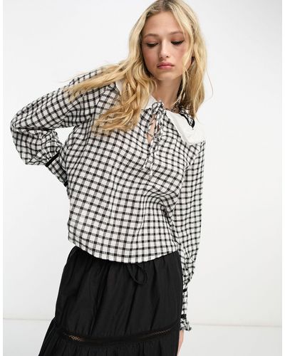 Reclaimed (vintage) Chemise avec col oversize à carreaux - et blanc