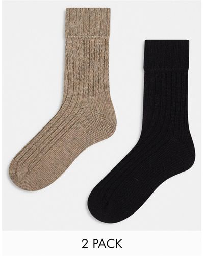 ASOS Confezione da 2 paia di calzini da casa a metà polpaccio morbidi - Nero