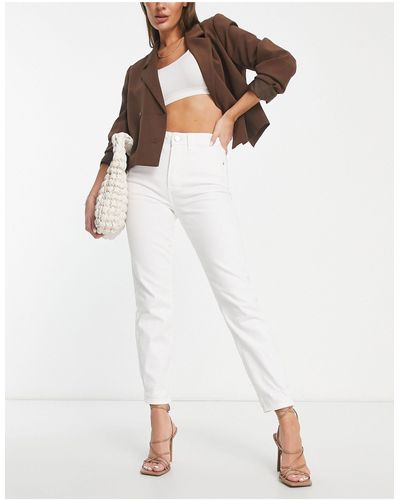 River Island Smalle Mom Jeans Met Hoge Taille - Wit