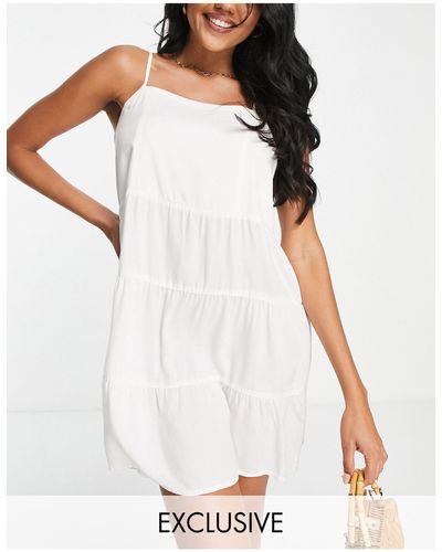 esmé studios Esmee Exclusive Tiered Mini Beach Summer Dress - White