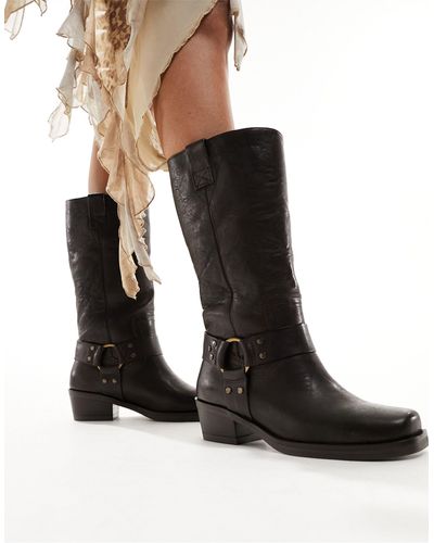 Bronx Trig-ger Western Boots With Hardware - Black