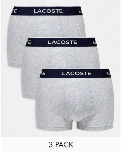 Lacoste Essentials - confezione da 3 boxer aderenti grigi - Bianco