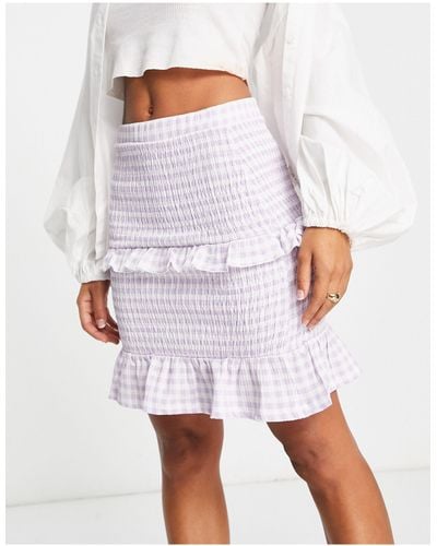 River Island Gingham Check Ruffle Mini Skirt - Purple