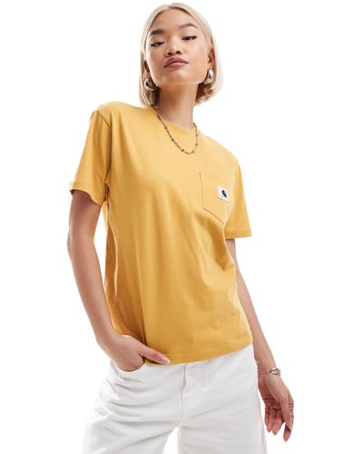 Carhartt T-shirt gialla con tasca - Metallizzato
