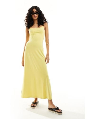 ASOS Scoop Back Strappy Maxi Dress - Yellow