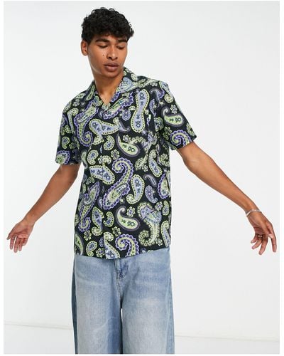 Huf Paisley Woven Short Sleeve Shirt - Blue