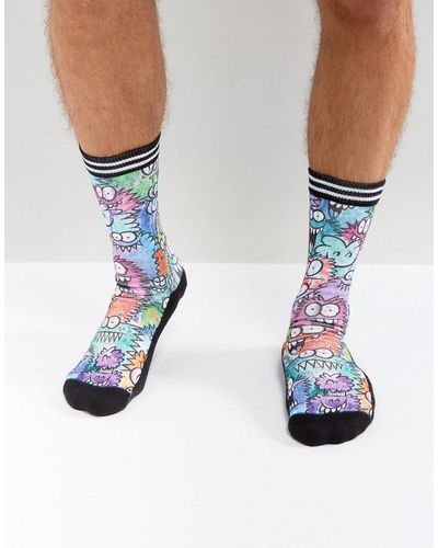 Stance Crew Socks With Kevin Lyons Monster Print - Multicolour