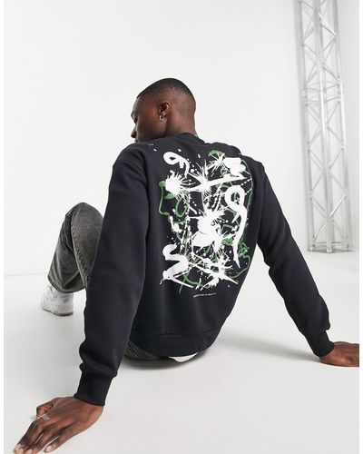 SELECTED Oversized Sweater Met Kunstprint Op - Zwart