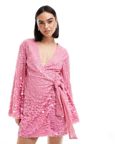 Pretty Lavish – verziertes kimono-minikleid - Pink