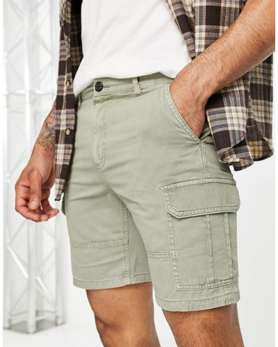 New Look Slim Fit Cargo Shorts - Green