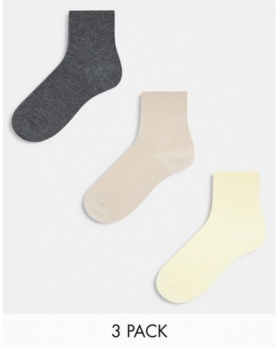 ASOS 3 Pack Rib Ankle Socks - White